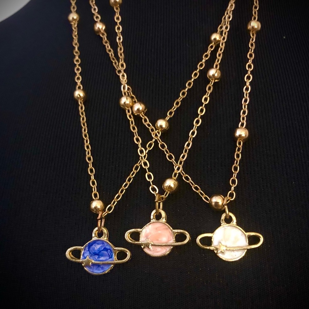 💙5 for$20💙 Multi-Colored Space Planets Layering Necklaces (Set of 3)